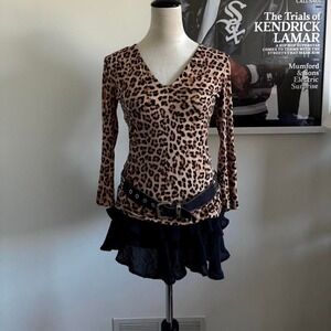 Vintage Y2K leopard print long sleeve top
